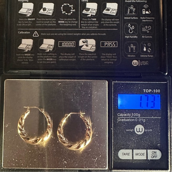 14k Solid Gold Twisted Hoop Earrings - Picture 12 of 16